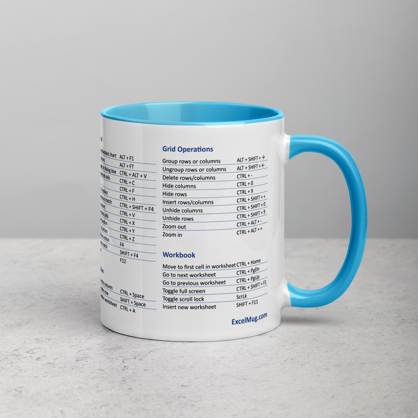 The Excel Super Shortcuts Mug (for PC) - with Color Inside