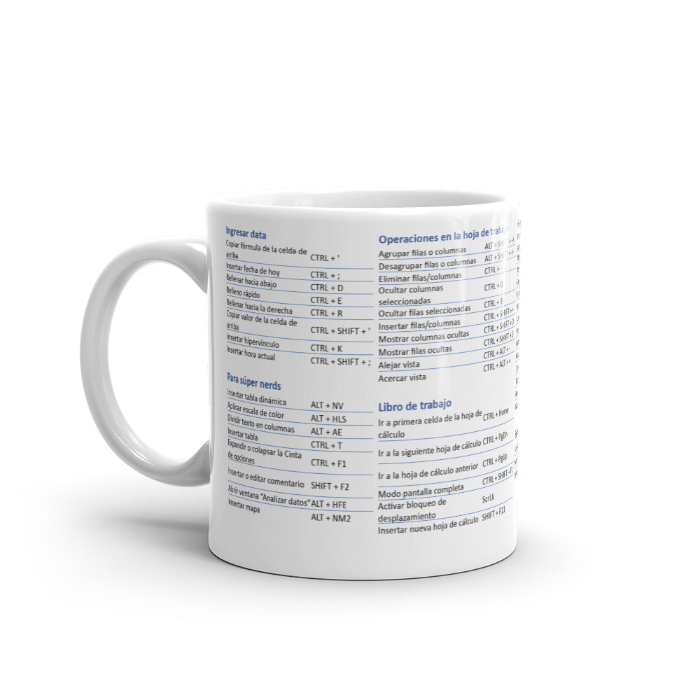The Excel Super Shortcuts Mug (for PC) - Spanish