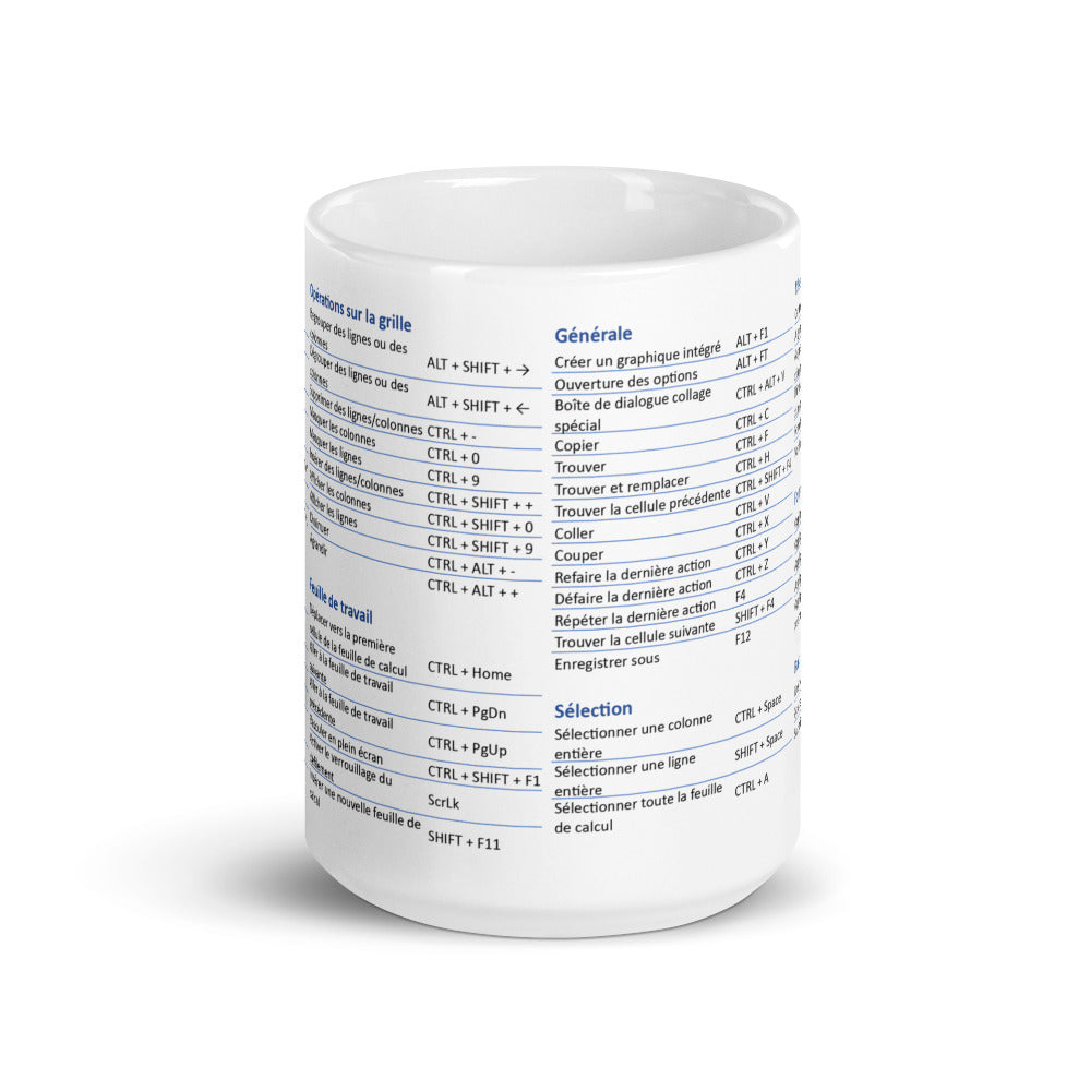 The Excel Super Shortcuts Mug (for PC) - French