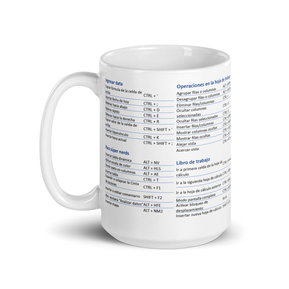 The Excel Super Shortcuts Mug (for PC) - Spanish