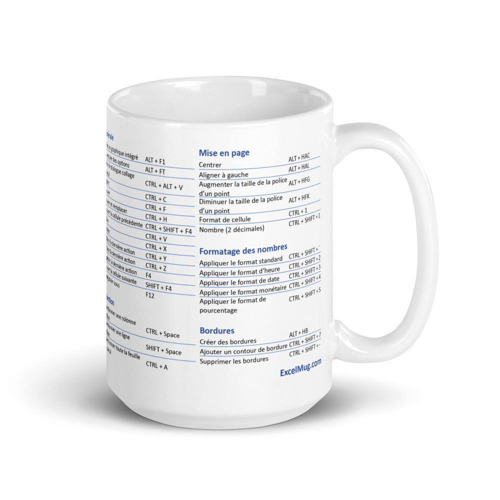 The Excel Super Shortcuts Mug (for PC) - French